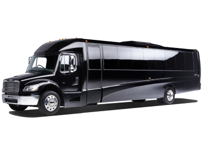 44-passenger black executive motor coach for luxury group transportation in Dallas–Fort Worth